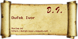 Dufek Ivor névjegykártya
